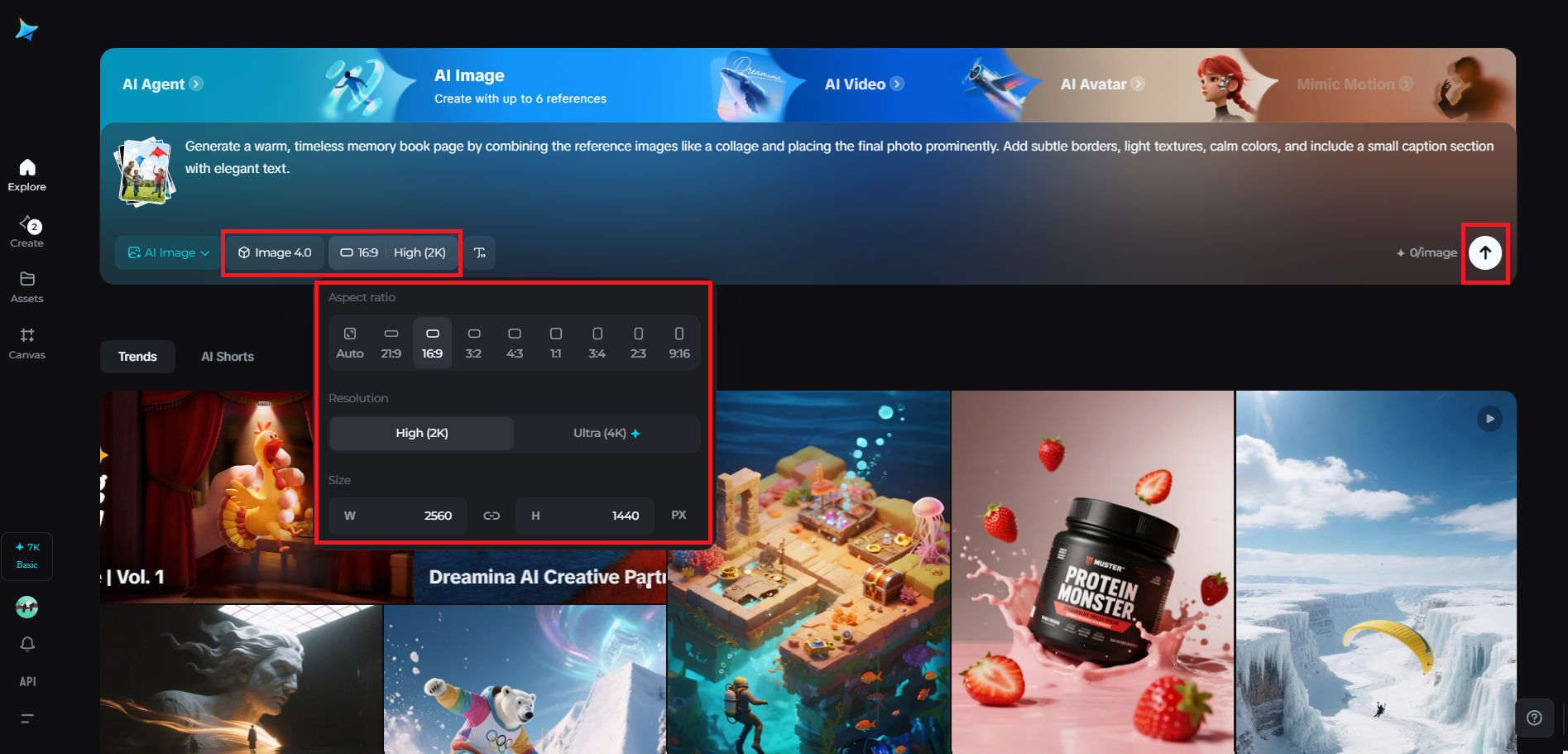 Select the model and adjust your settings