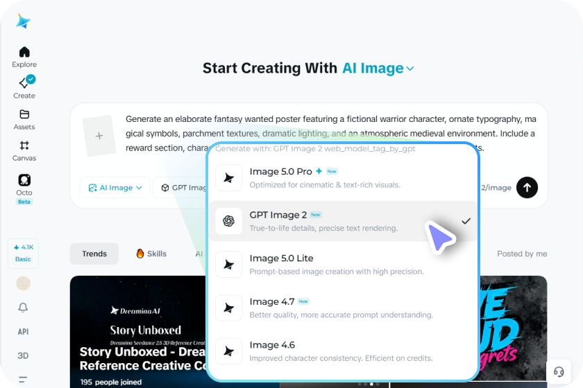 Choose a model, customize settings, and generate