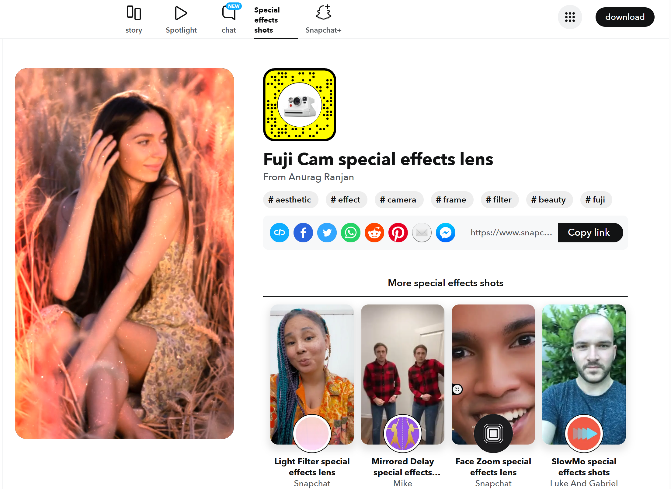 Filtros faciales de Snapchat para descargar: Huji Lense