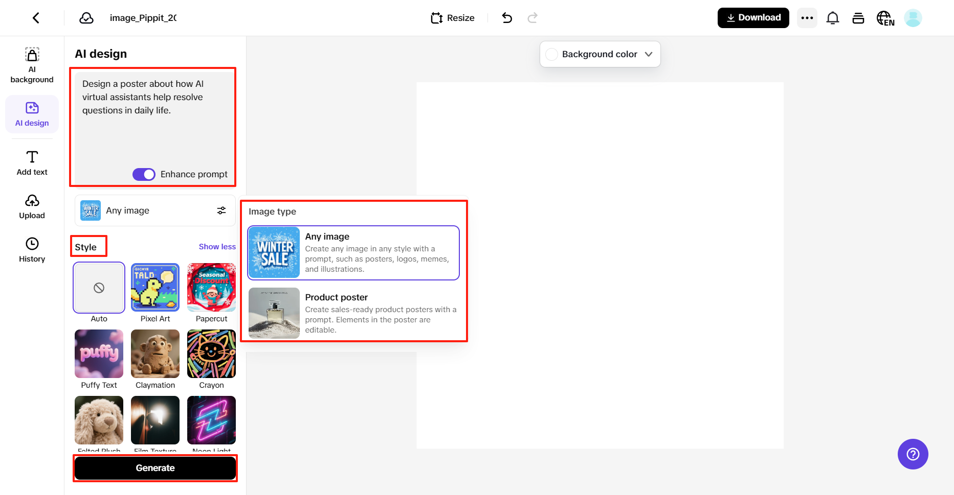 Generate your poster design