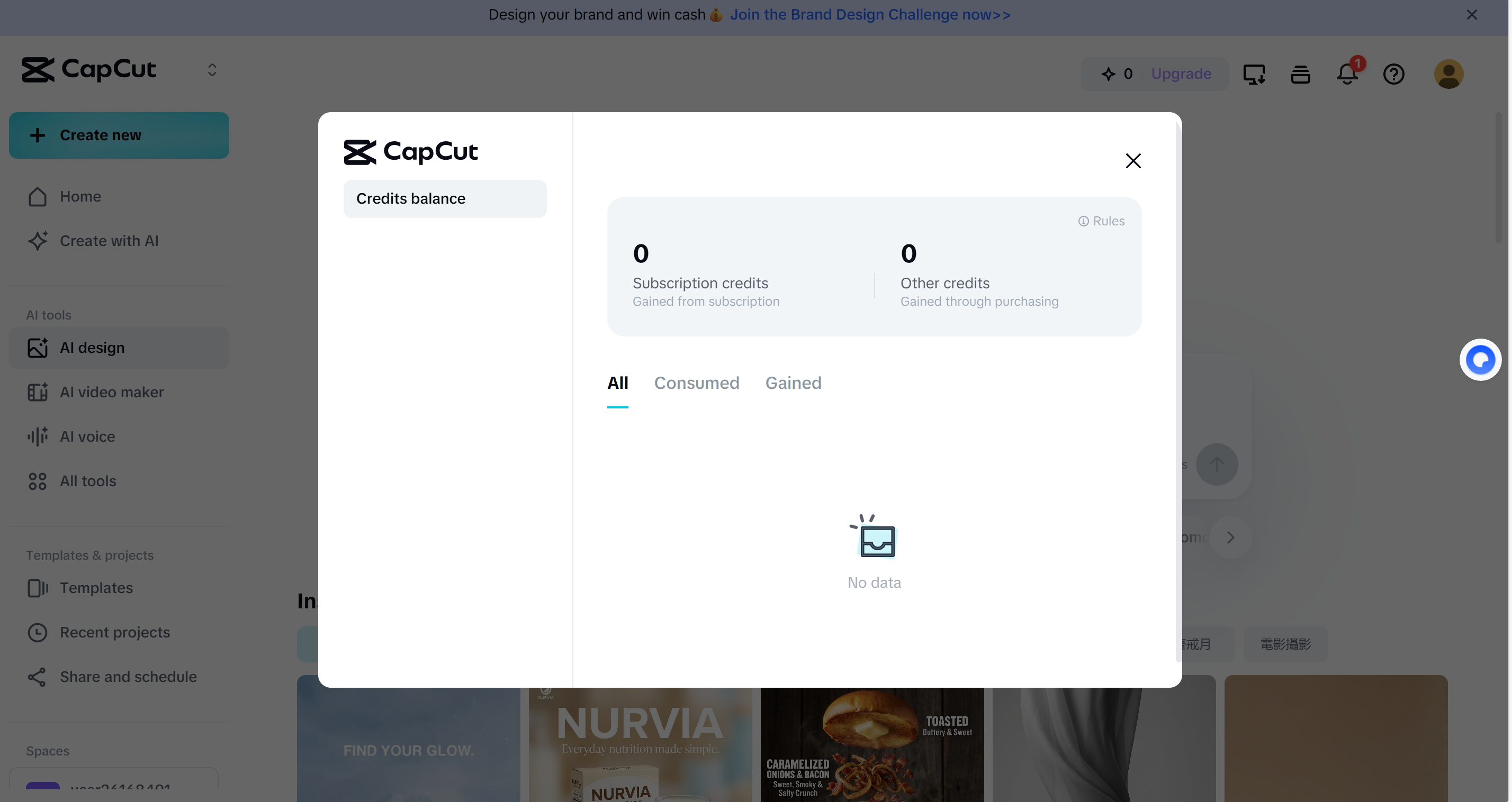 クレジット残高を確認する