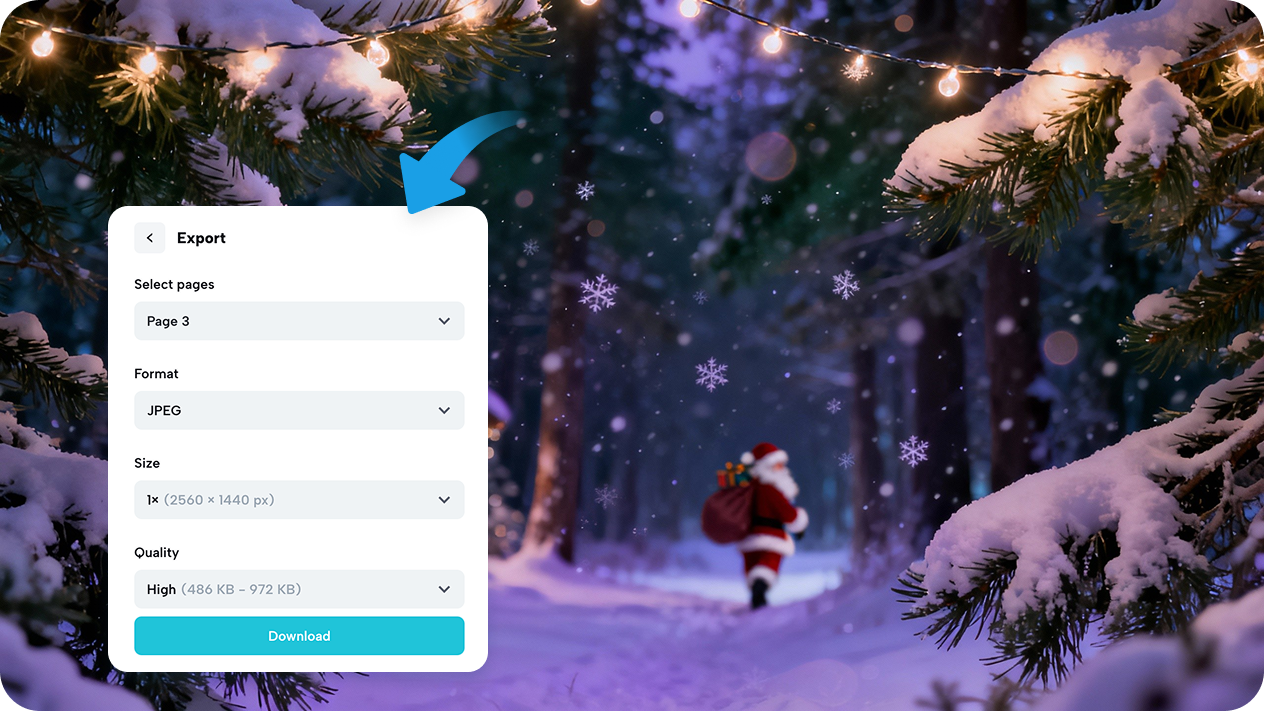 Export Christmas desktop backgrounds in CapCut