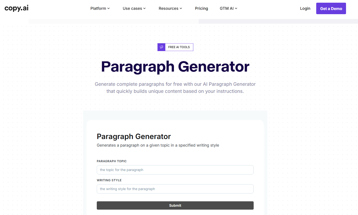 Copy.ai paragraph writer