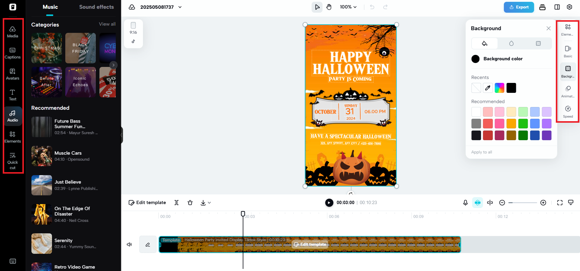 Customize the video and add music & sound effects