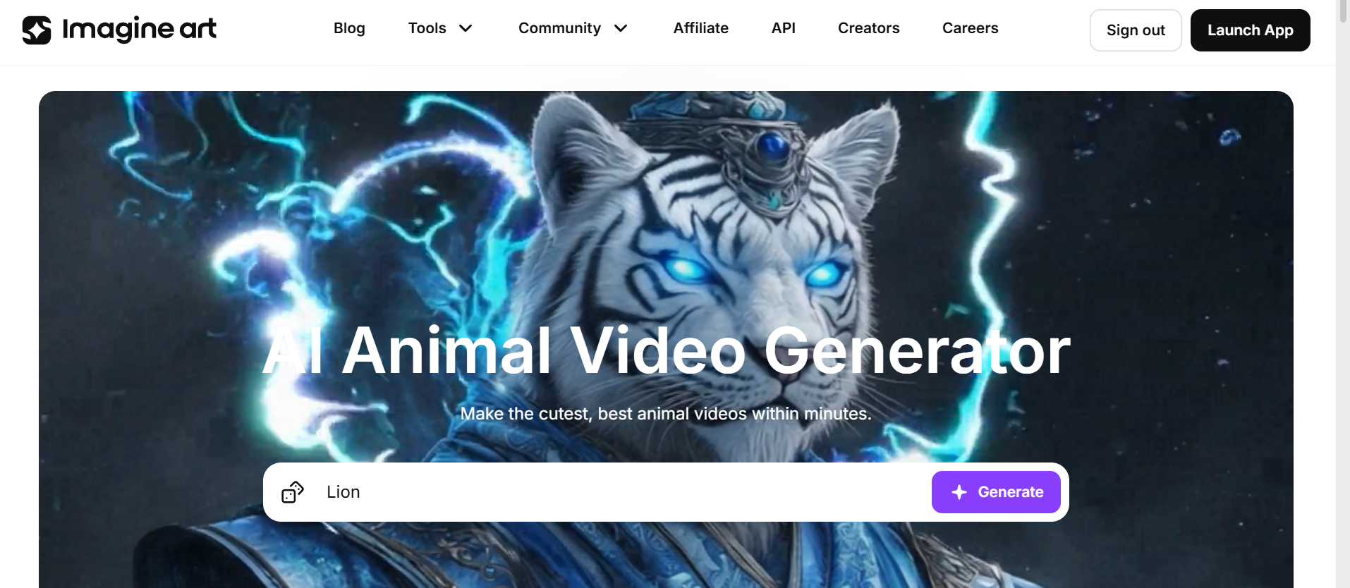 Trình tạo video động vật ImagineArt