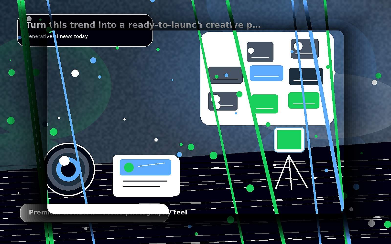 Turn this trend into a ready-to-launch creative plan — premium scene image for generative ai news today