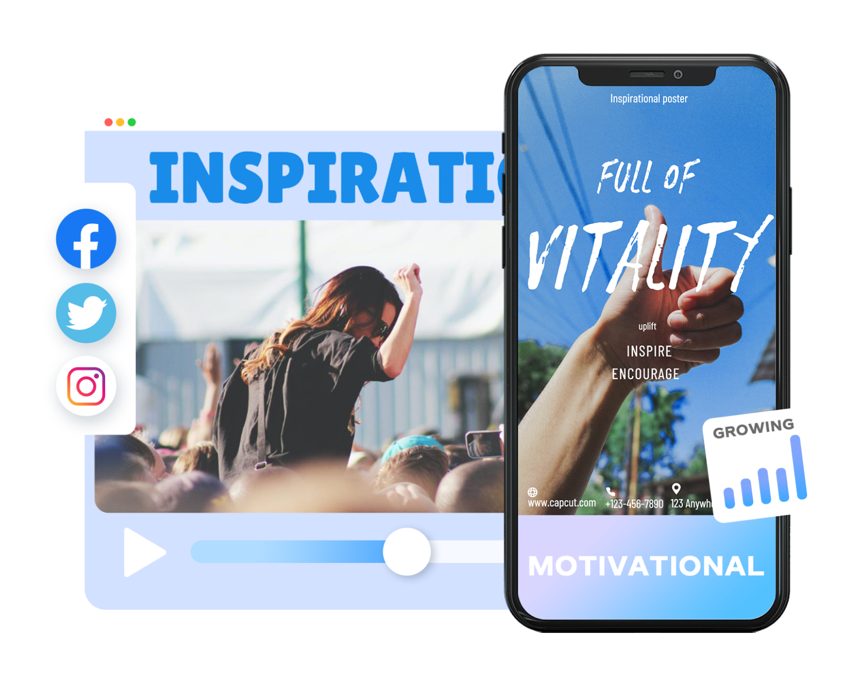 Motivational Poster Maker with Text & Music