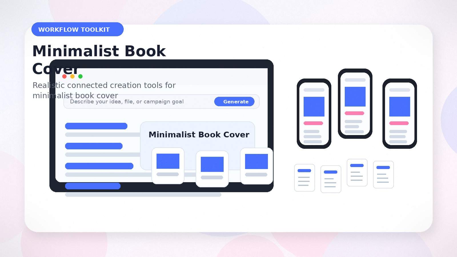 Minimalist Book Cover realistic workflow toolkit visual for minimalist book cover