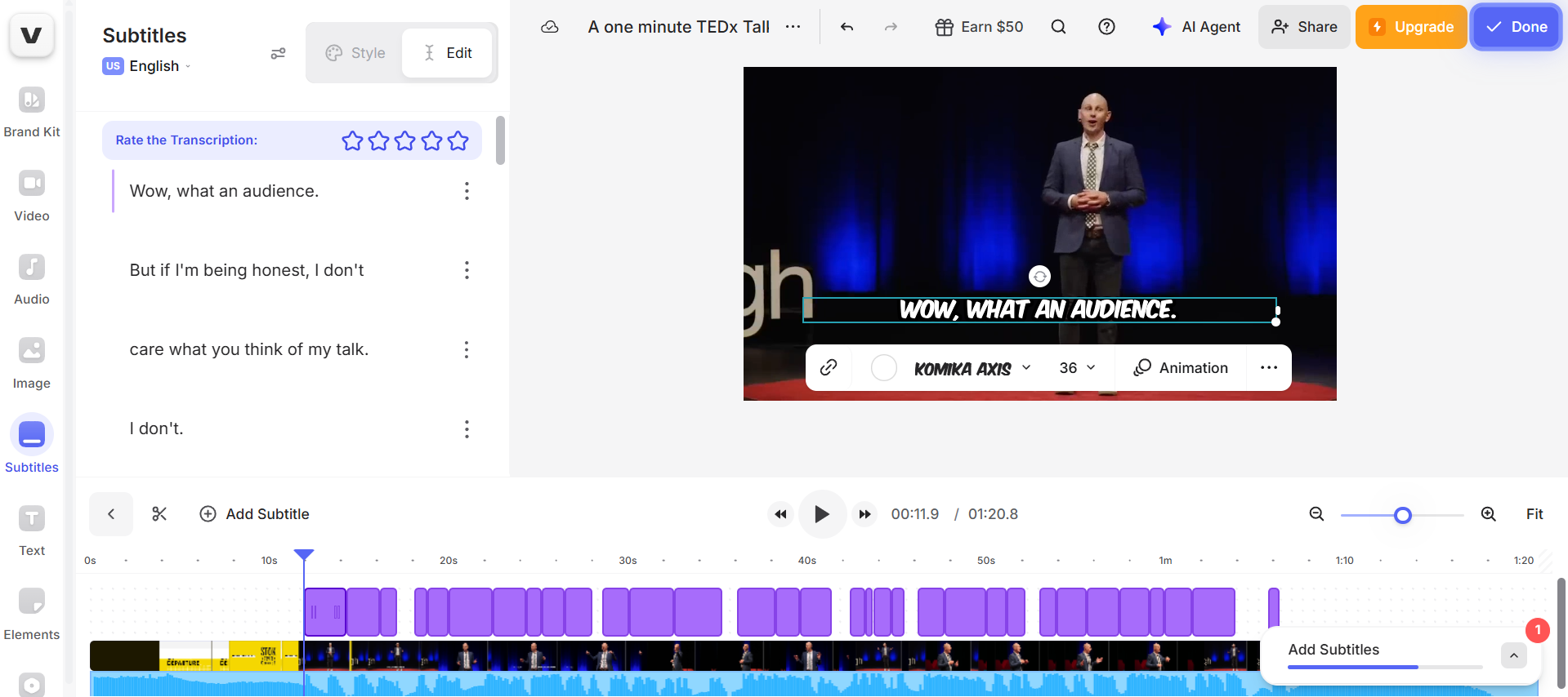 VEED.IO AI caption generator