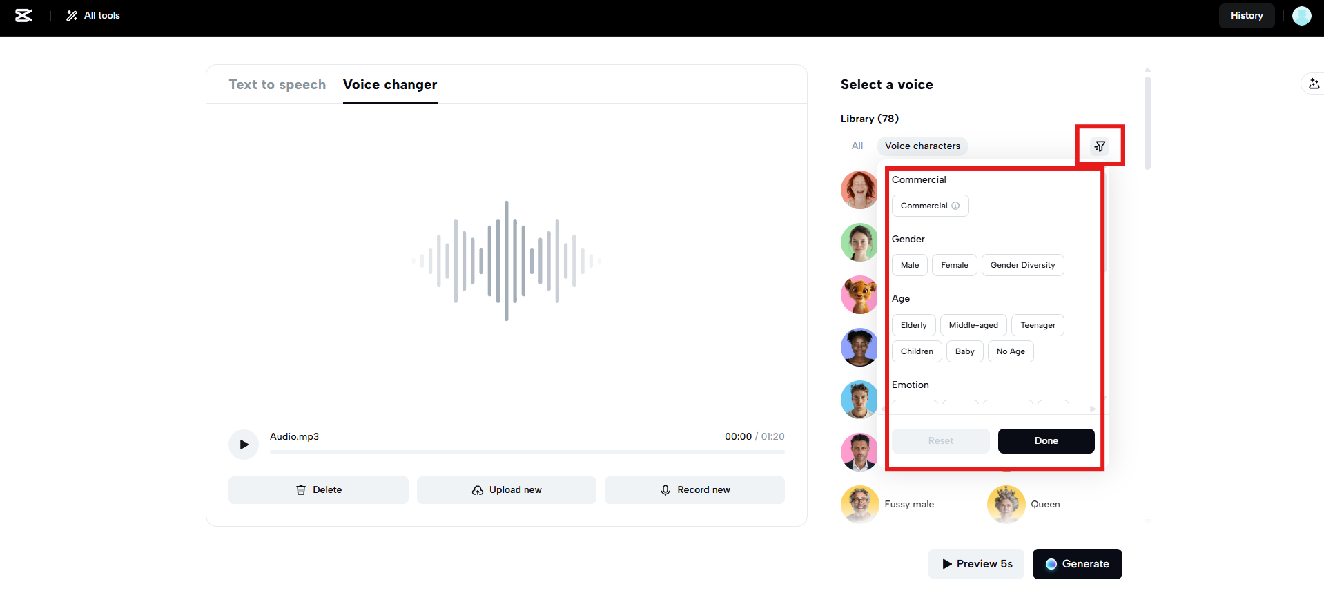 Apply the AI voice effect