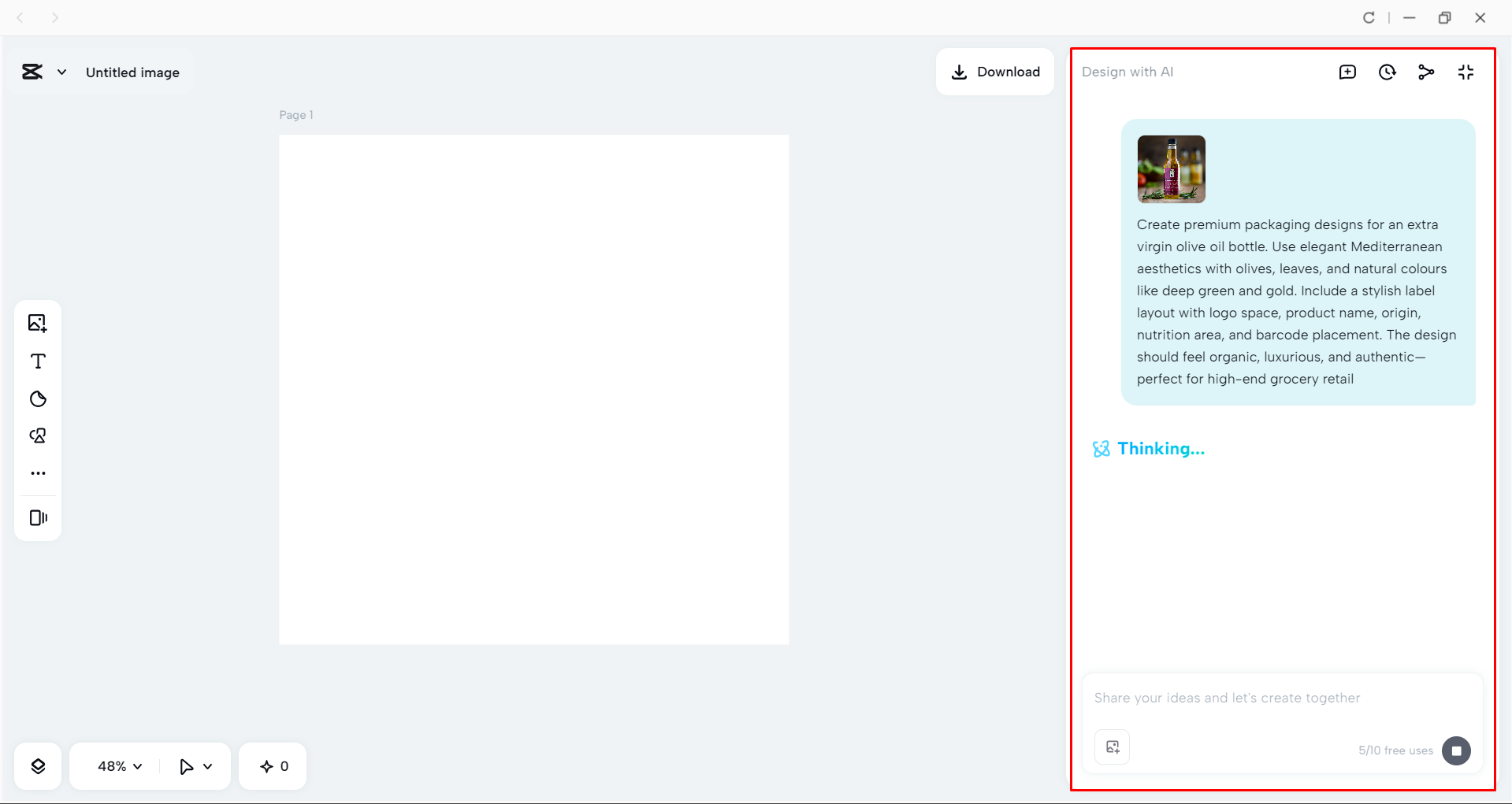 Generating the product packaging design with CapCut's AI design