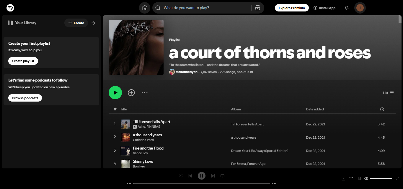 A Court of Thorns and Roses by Sarah J. Maas—one of the most-streamed on Spotify audiobooks