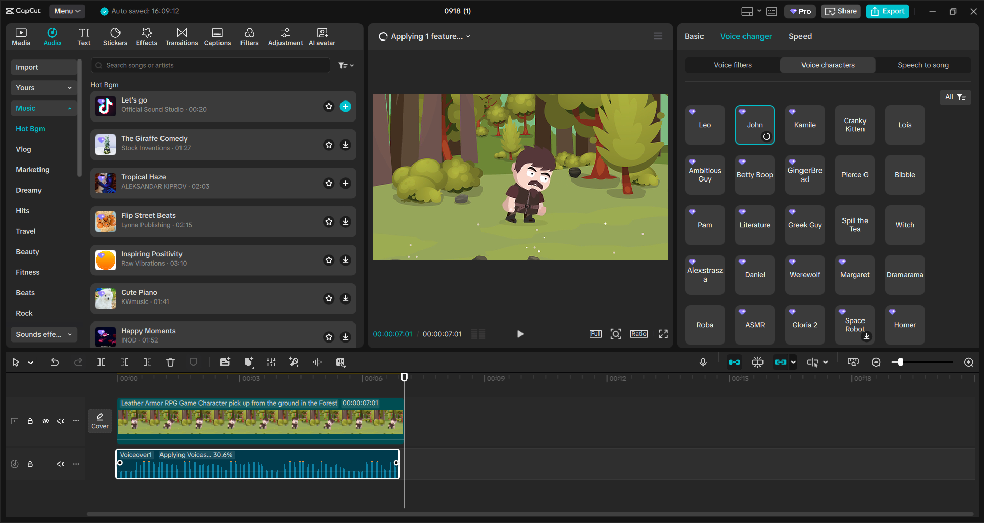 Інтерфейс настільного відеоредактора CapCut - простий у використанні голосовий чейнджер