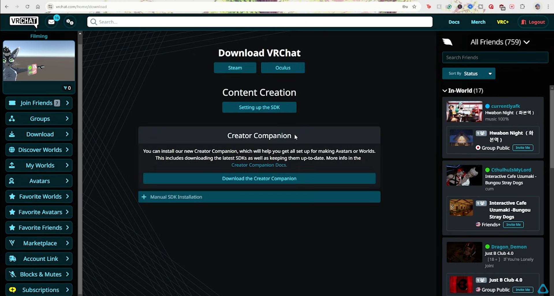 Download Creator Companion from the VRChat website