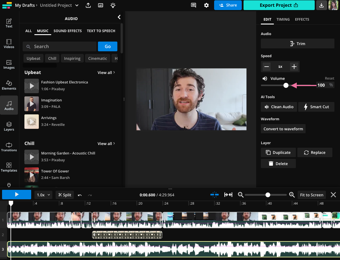 Interface of Kapwing