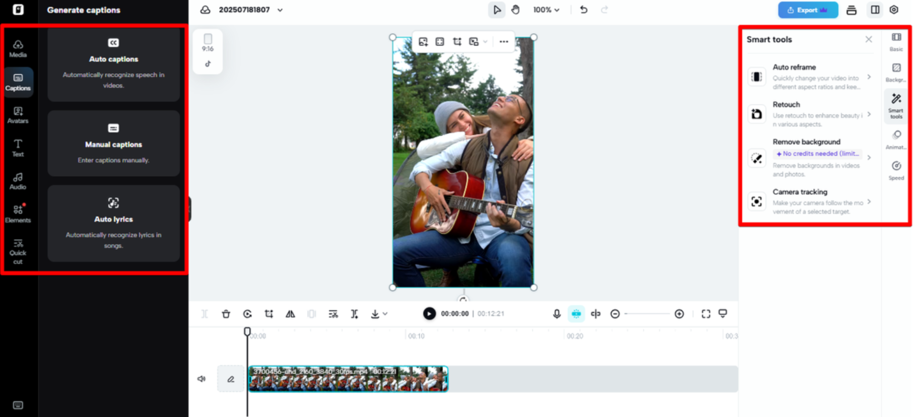 Editor de vídeo no Pippit