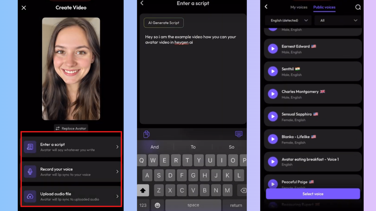 Metin ekleyin ve ses seçin