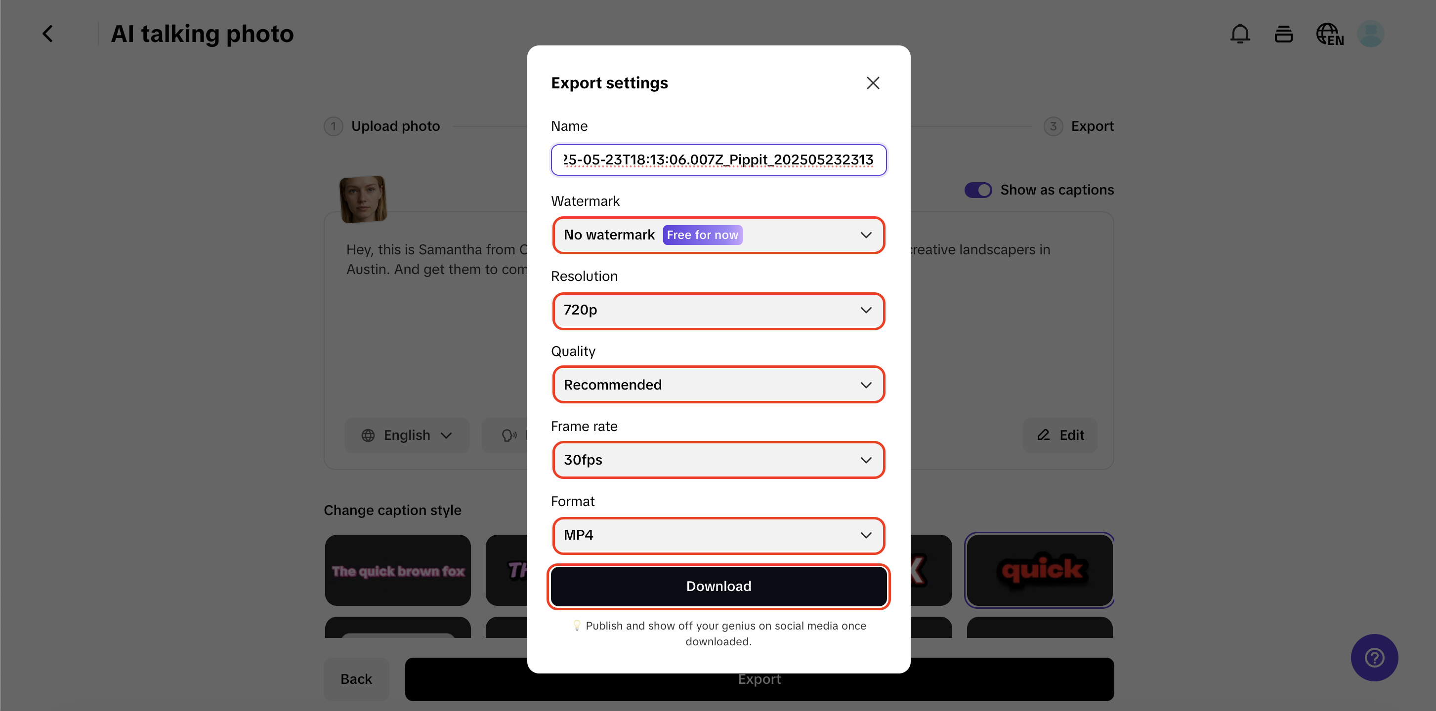 Export and share