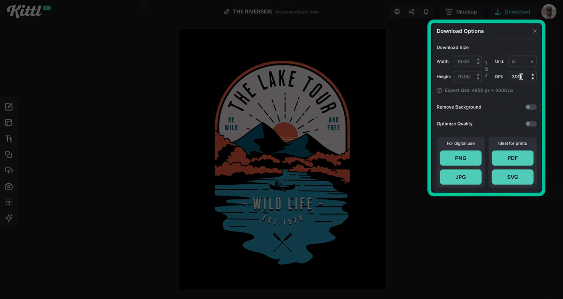 Exporting the graphics from Kittl design