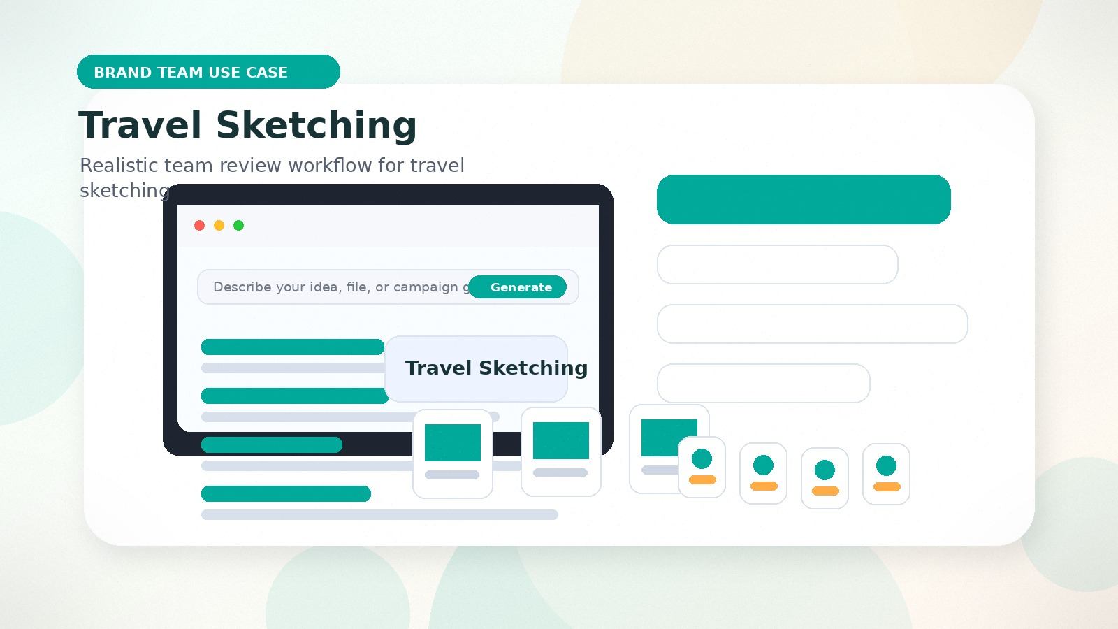Travel Sketching realistic brand team use case visual for travel sketching