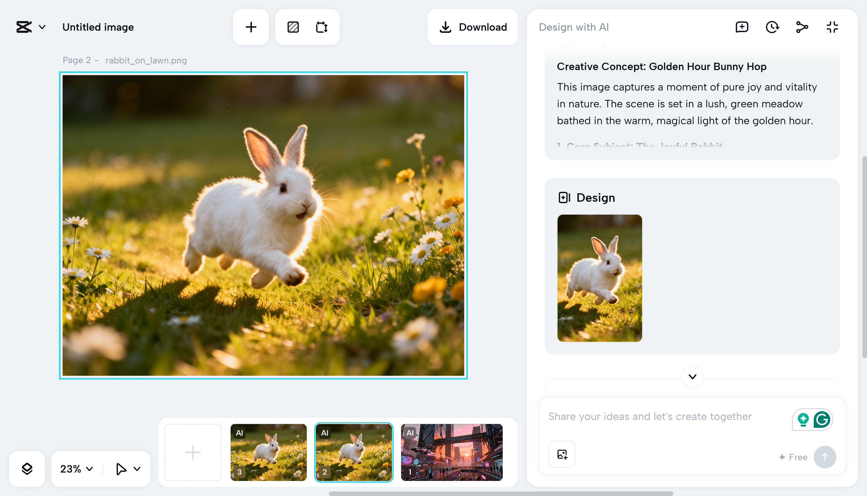 Interface of CapCut Web - an easy-to-use AI image generator