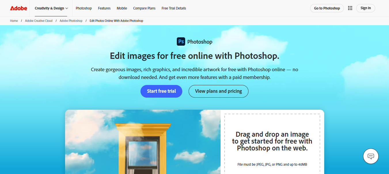 Online Photoshop photo editor