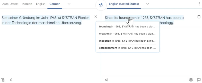 SYSTRAN interface