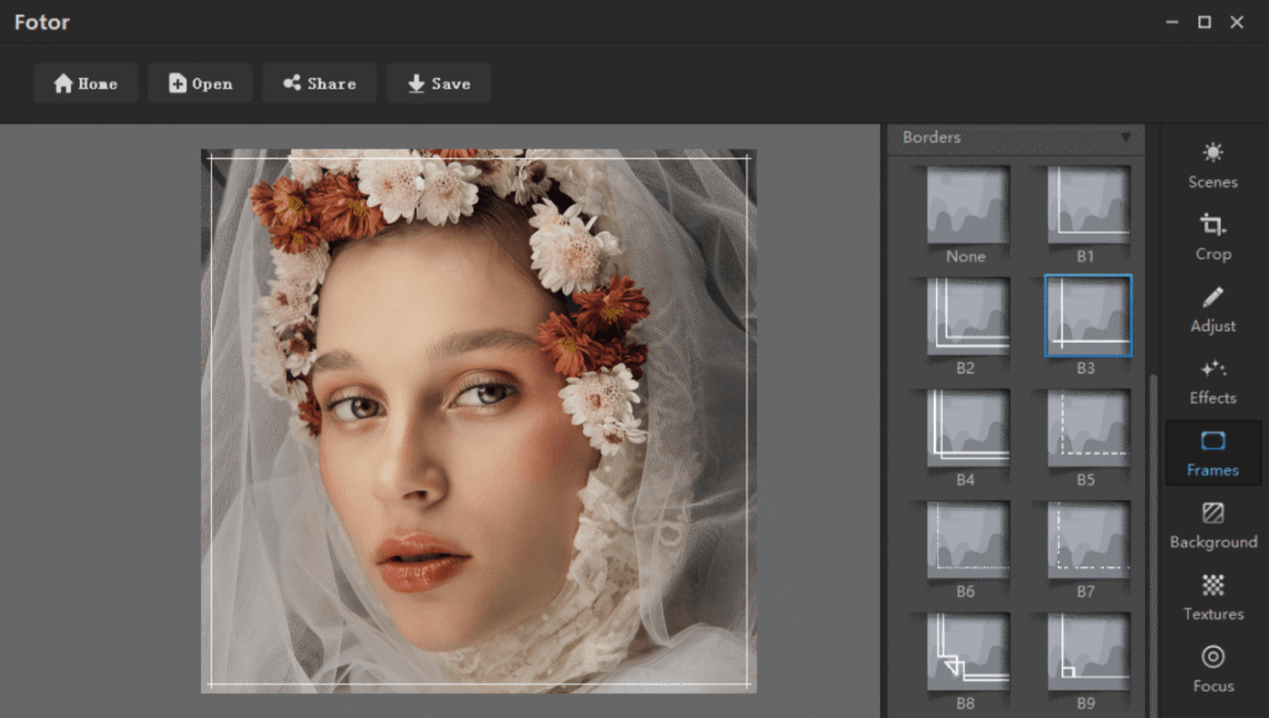 Interfaz de Fotor - un eficiente editor de fotos de belleza