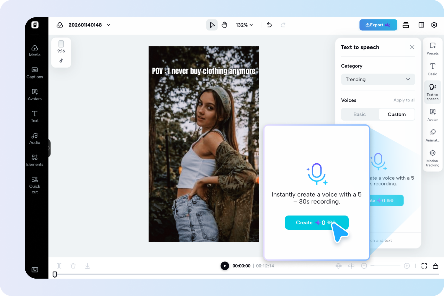 Generate voiceovers from text