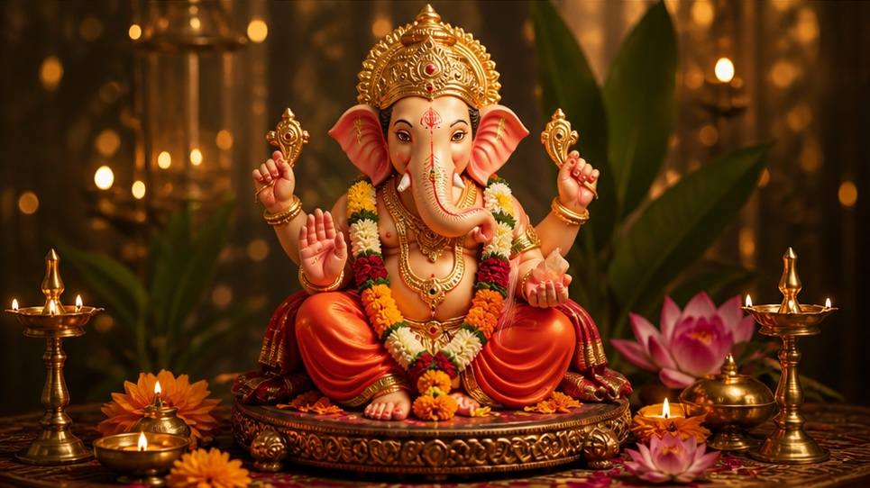 Ganesh Chaturthi devotional celebration image prompts visual
