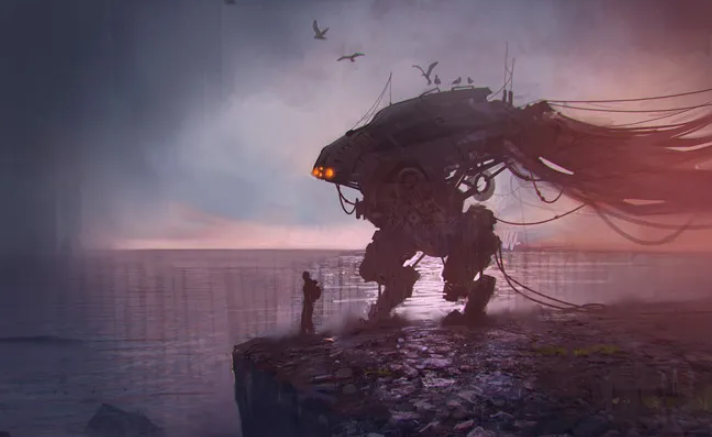 Cinematic sci-fi walker mecha