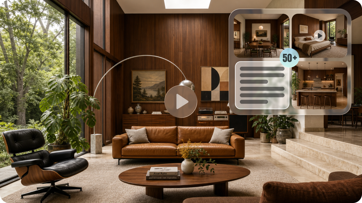 Build interior videos from up to 50 multimodal references