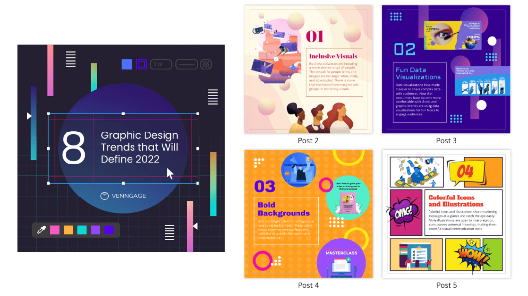 Gráfica de estrategia de marketing con iconos