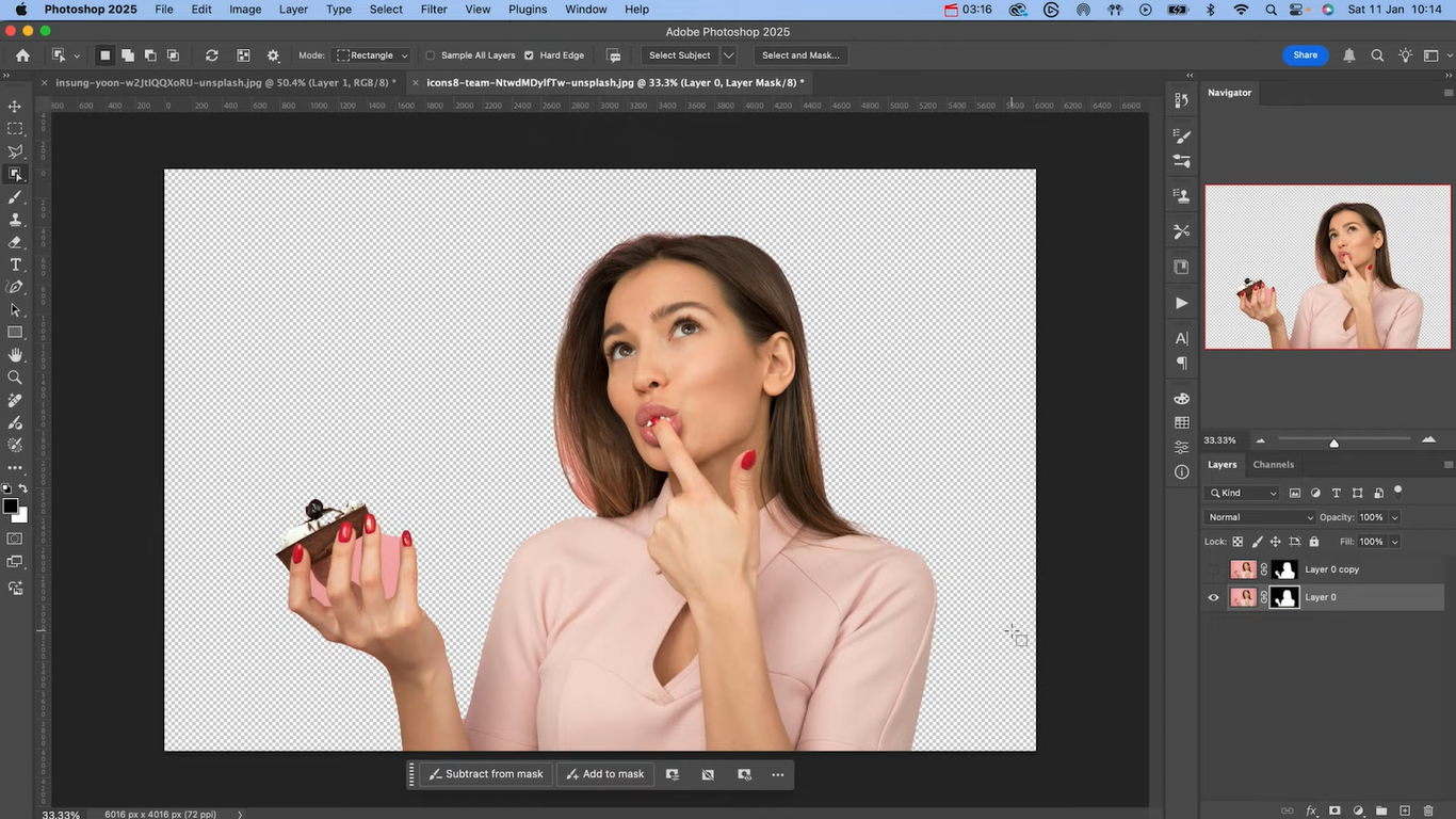 Add a layer mask in the second layer