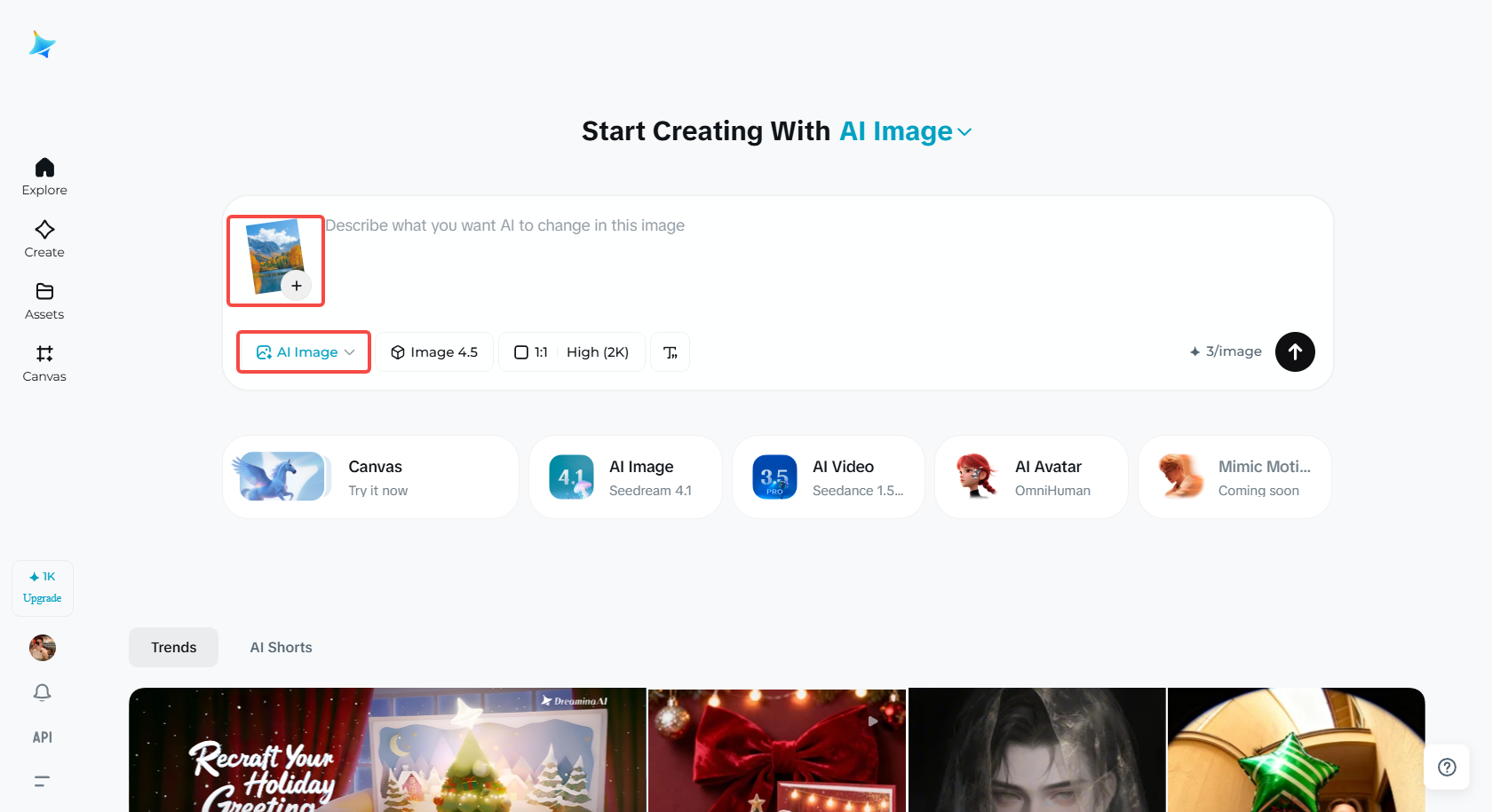 Upload an image and enter text prompts for image coloring with Dreamina