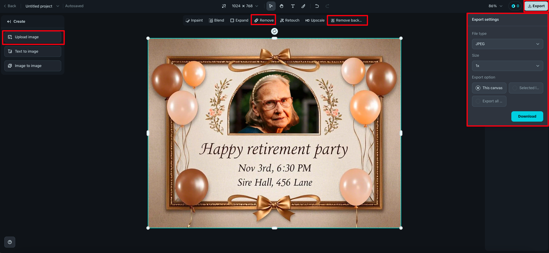 Dreamina: retirement party invitations