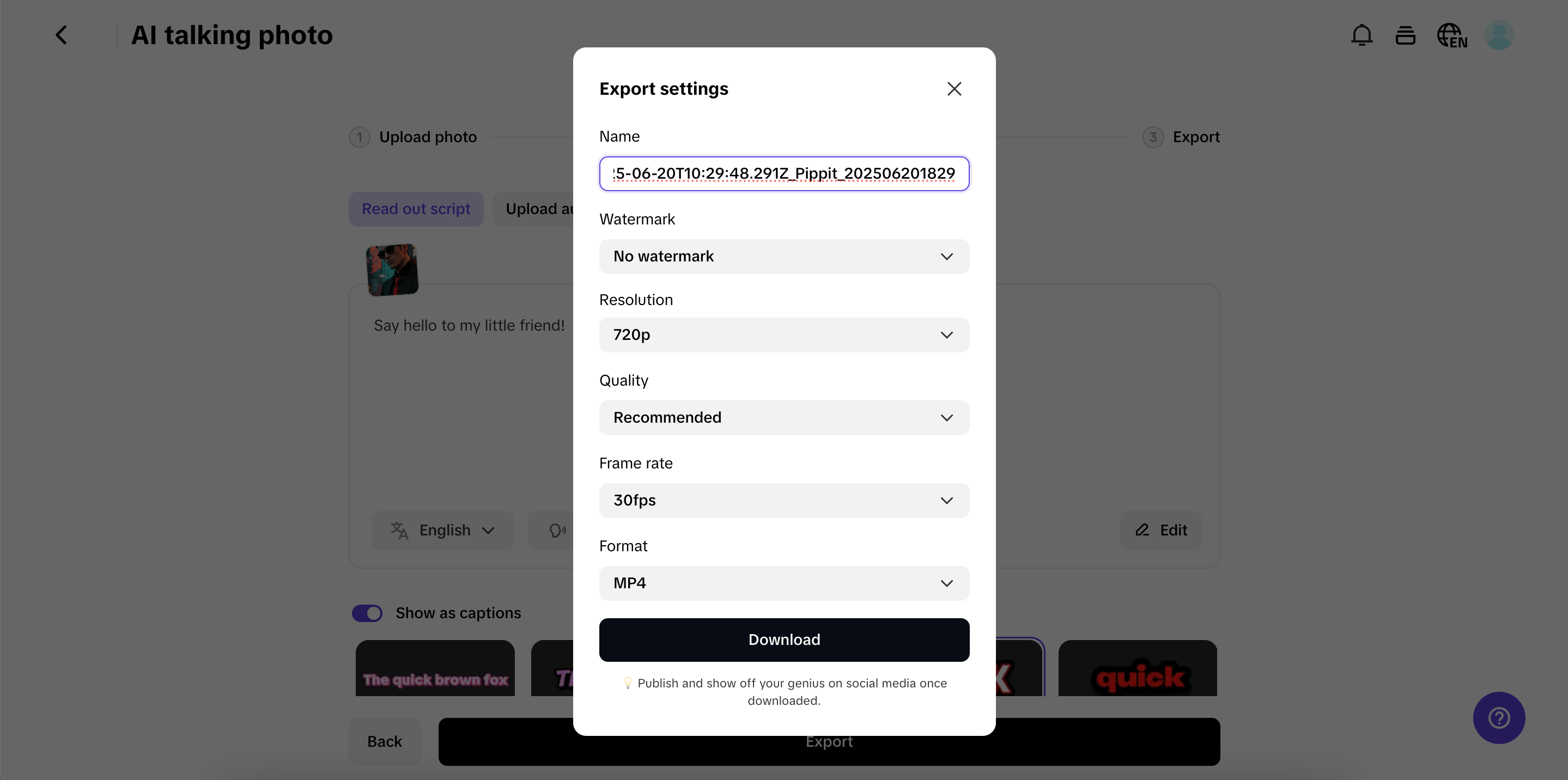 Export and share