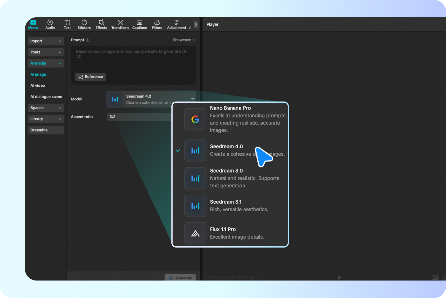 Free AI photo background generator in CapCut for custom designs