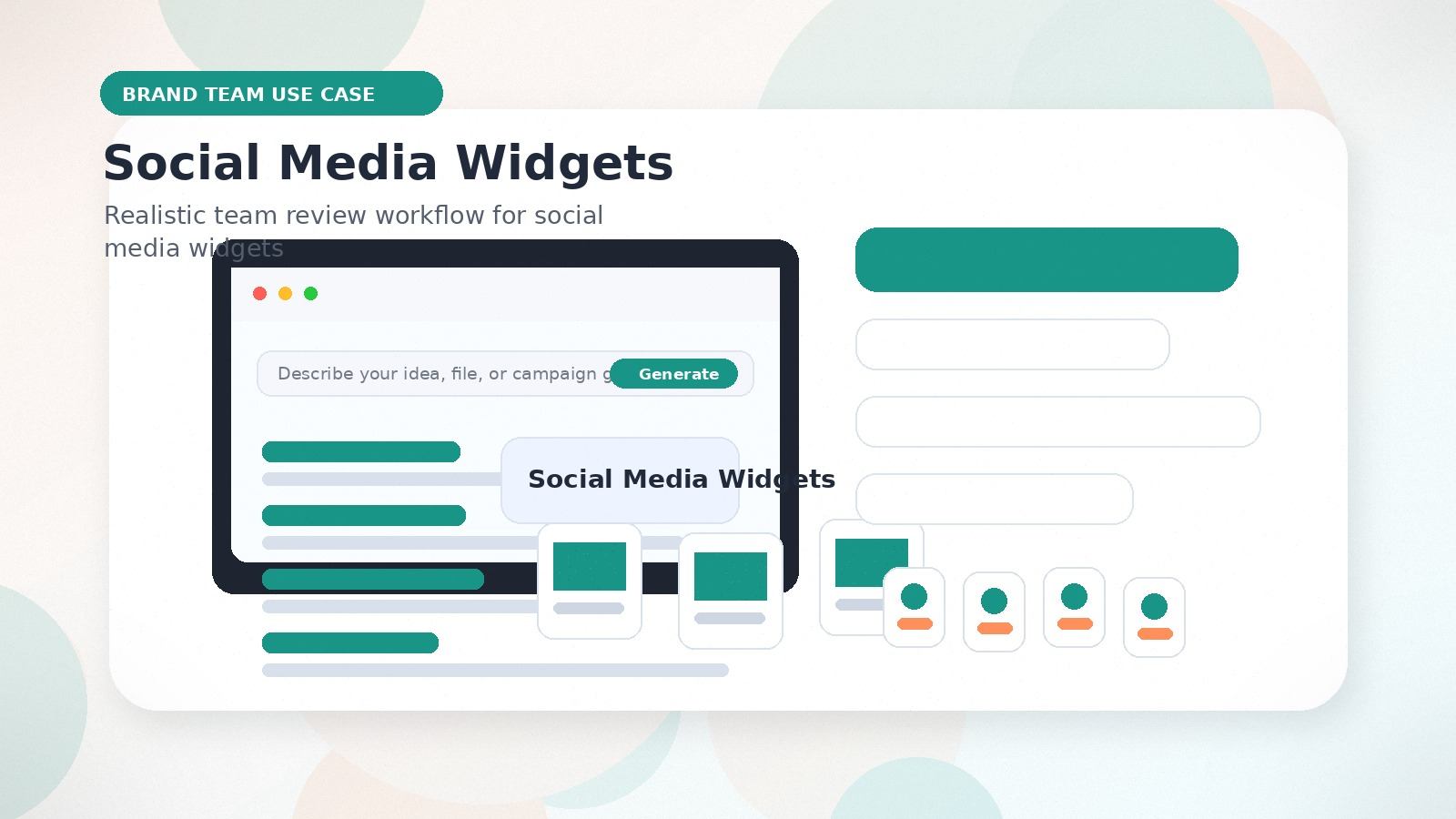Social Media Widgets realistic brand team use case visual for social media widgets