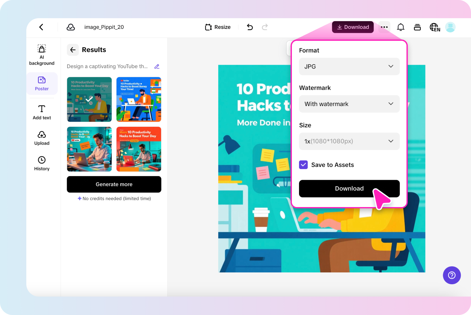 Export your thumbnail