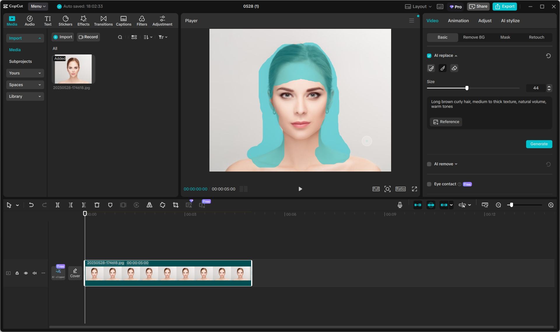 Launch CapCut and import your photo