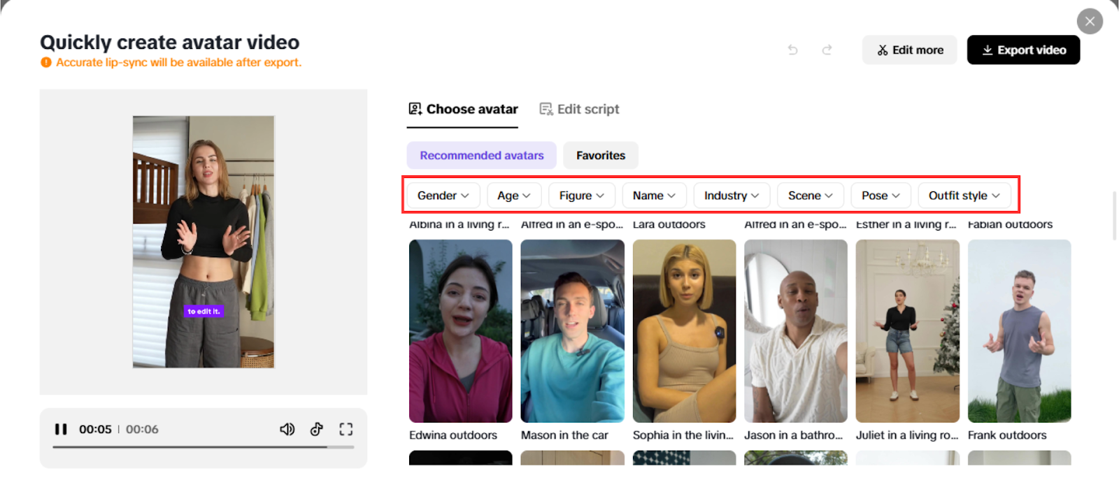Pick your avatar option