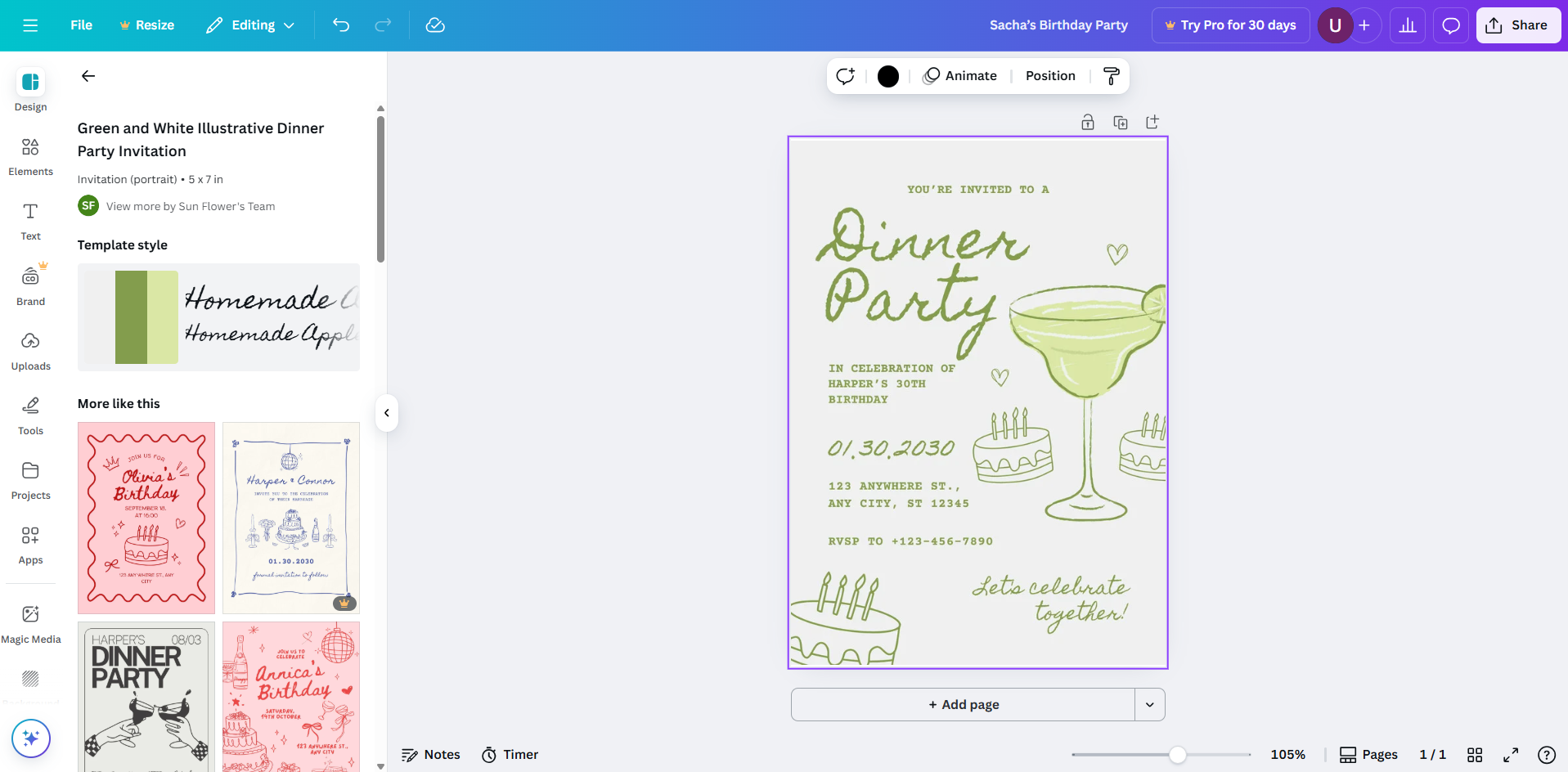 Invitación de eventos personalizable, formal e informal