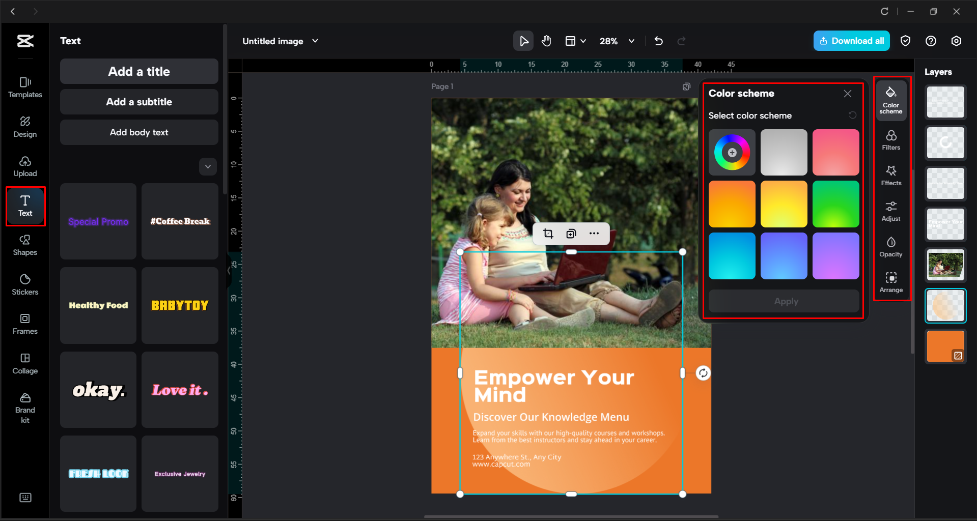 Customizing the template in the CapCut desktop video editor