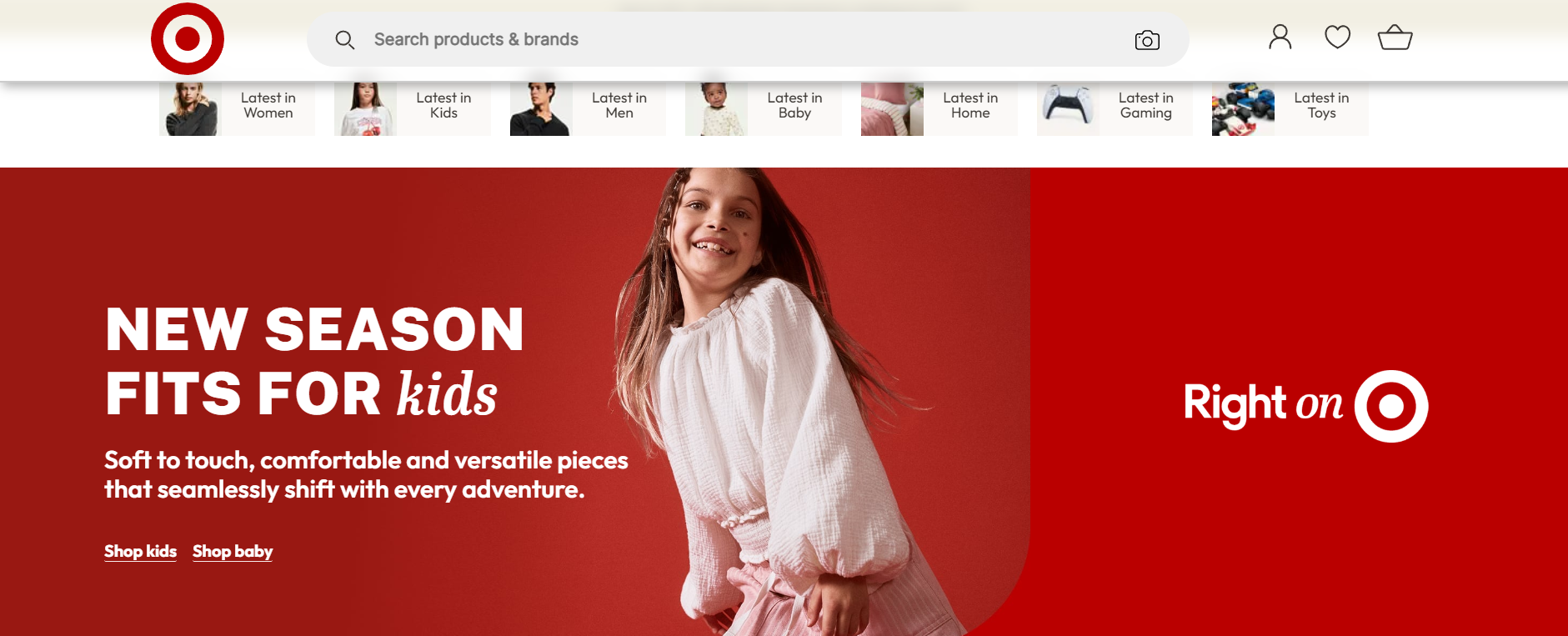 Página inicial da Target