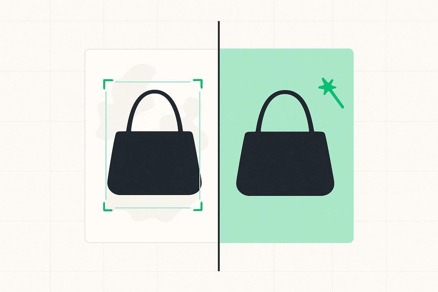 Illustration showing a Pinterest pin mockup with a before-and-after background removal cutout.