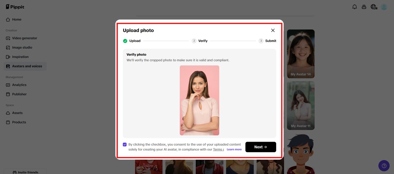 I-upload ang larawan at beripikahin