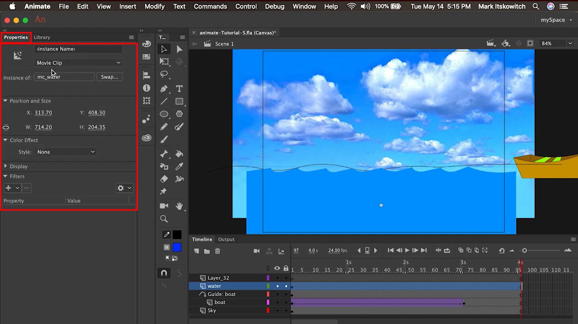Refine animation in Adobe Animate CC