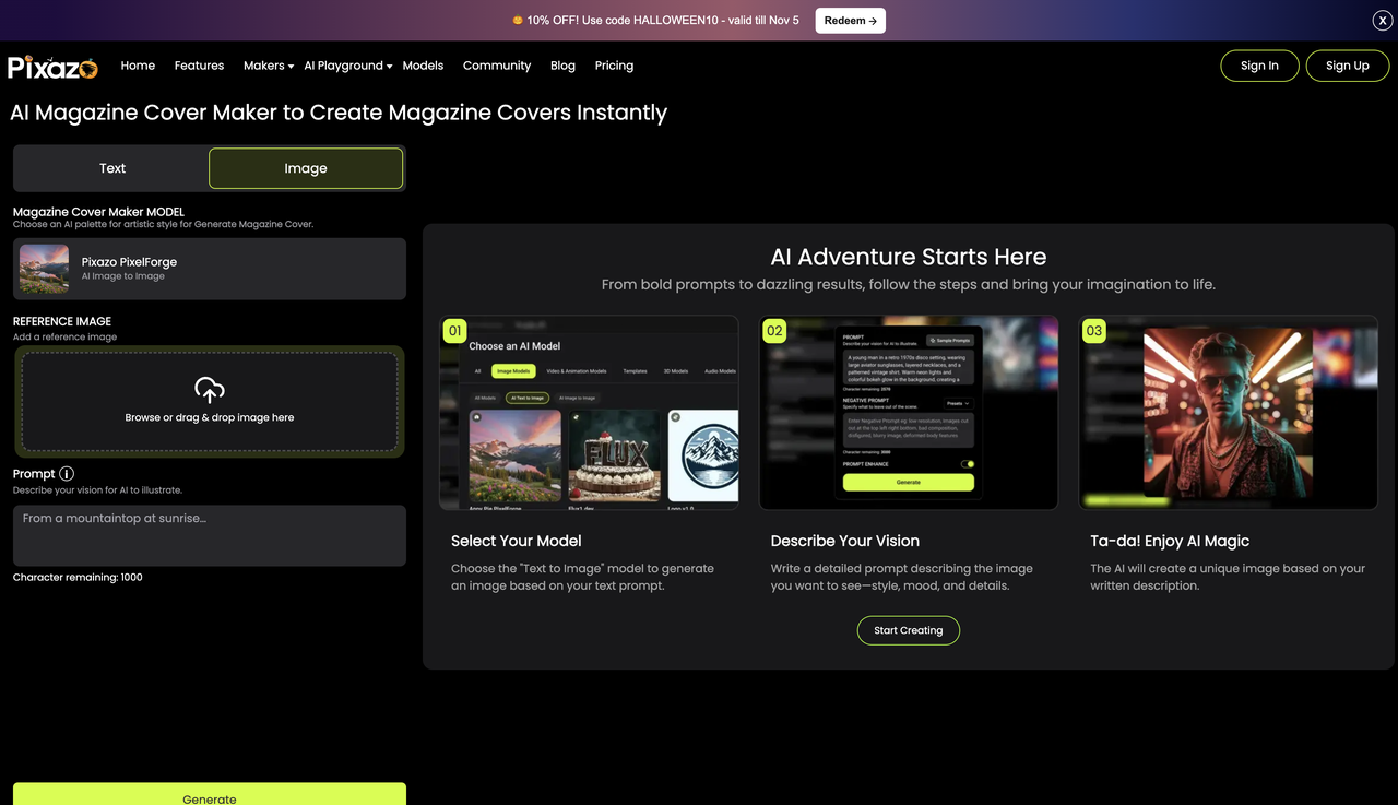 Pixazo interface
