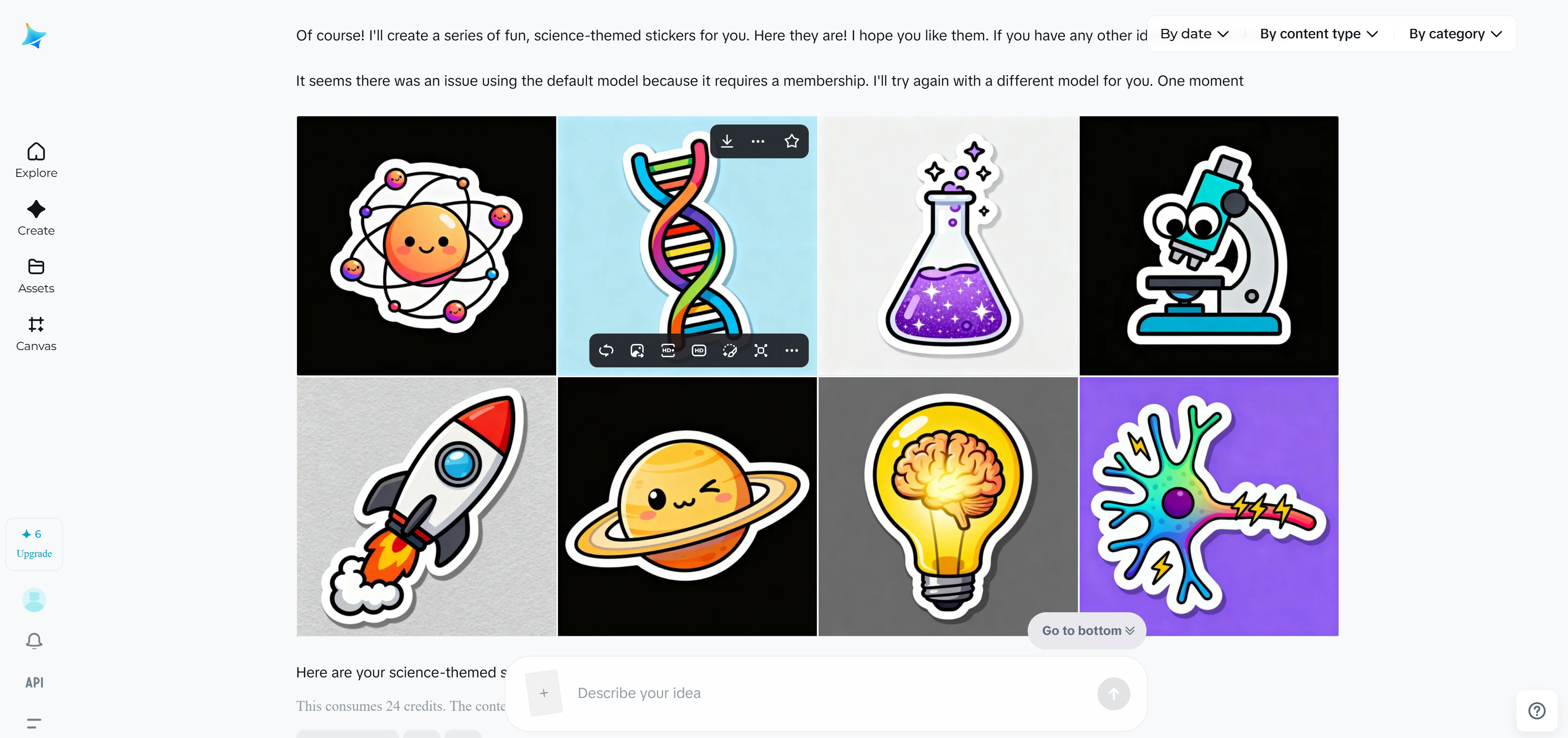 Series of stickers generated by Dreamina AI Agent